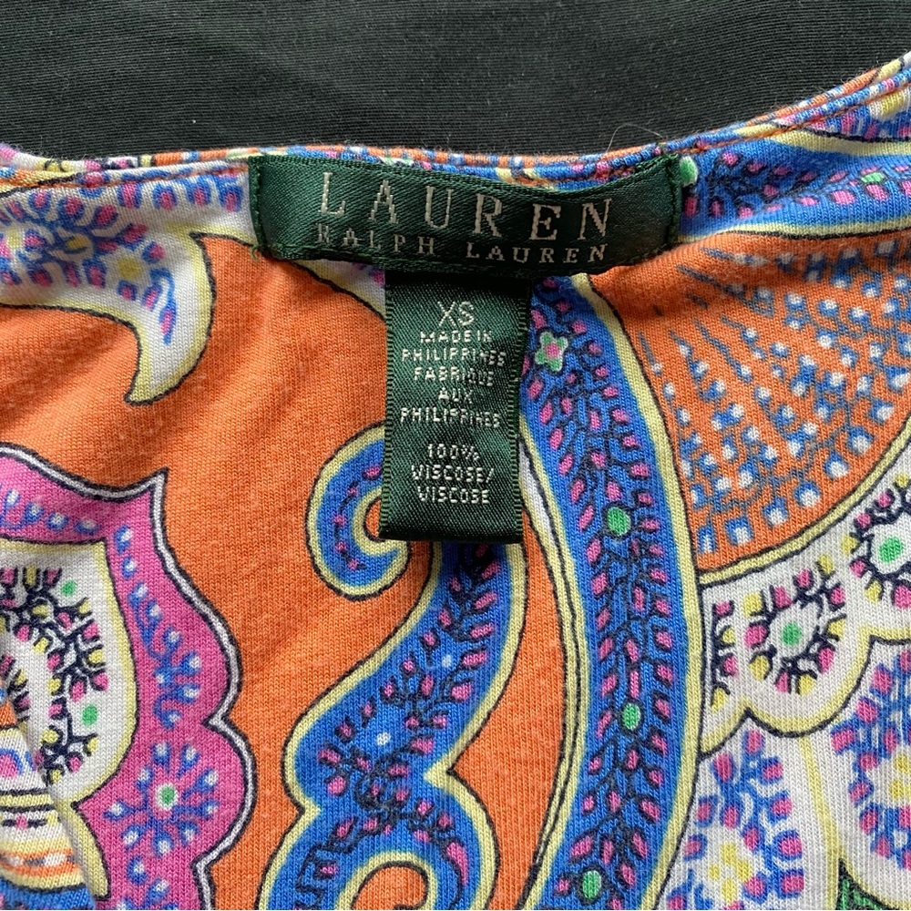 Lauren Ralph Lauren Orange Paisley Sleeveless Tank - Picture 3 of 7